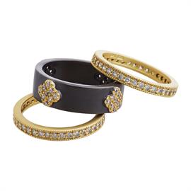Gold and Pewter Fleur Stack Rings