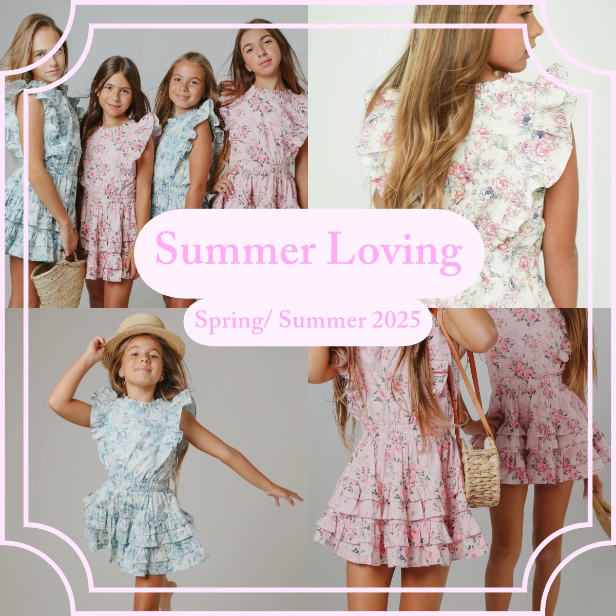 Girls 4-14 collection, fabrics designed in house with a romantic and preppy feel